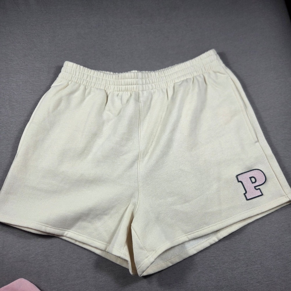 Victoria's Secret PINK T-Shirt and Shorts Set Pink Cream Logo NWT S M - Picture 2 of 9